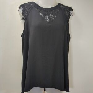 Brixon Ivy Women's Black Lace Trim Sleeveless Top Size M